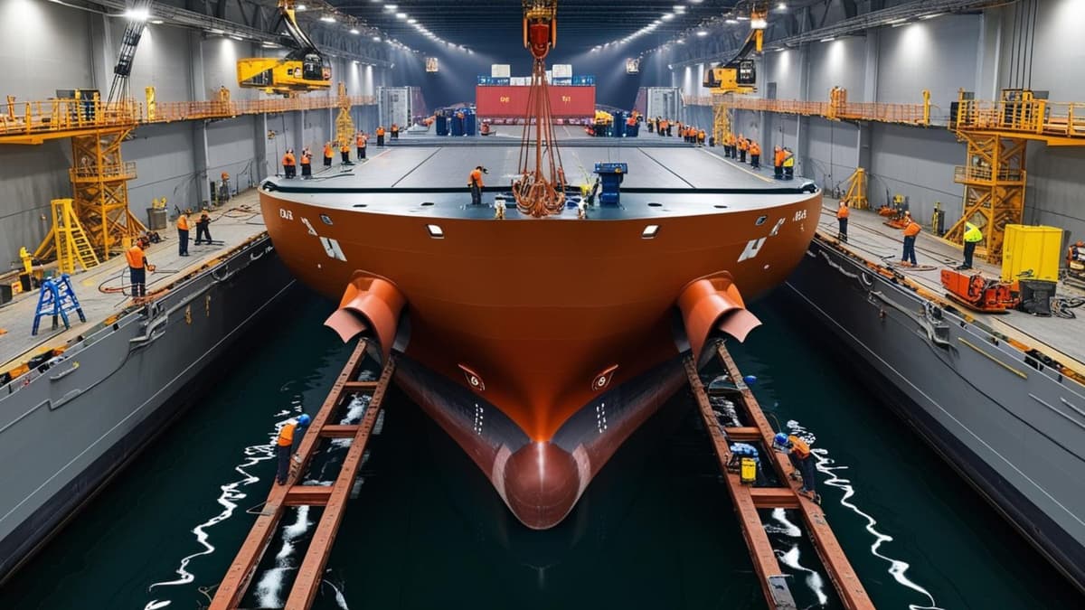 Vessel in dry dock for maintenance
