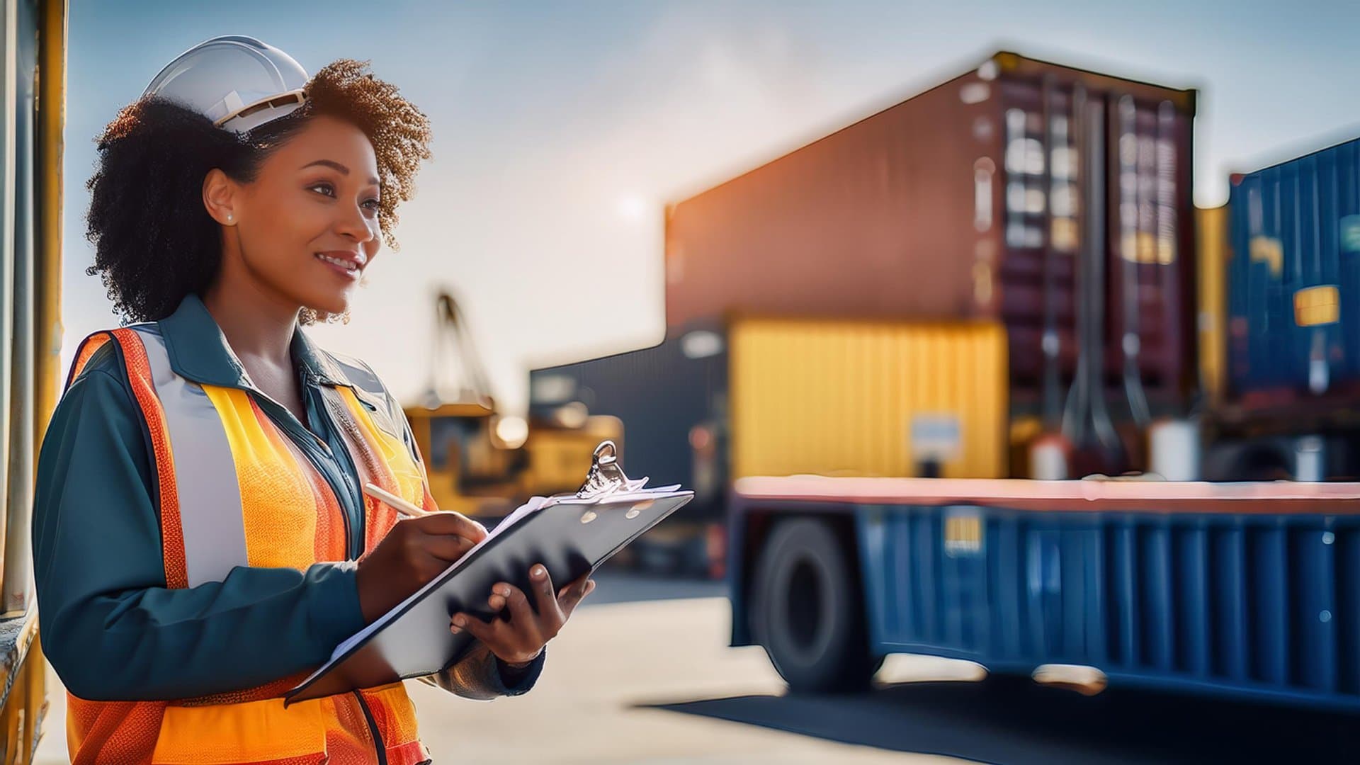 Customs officer inspecting special cargo at port