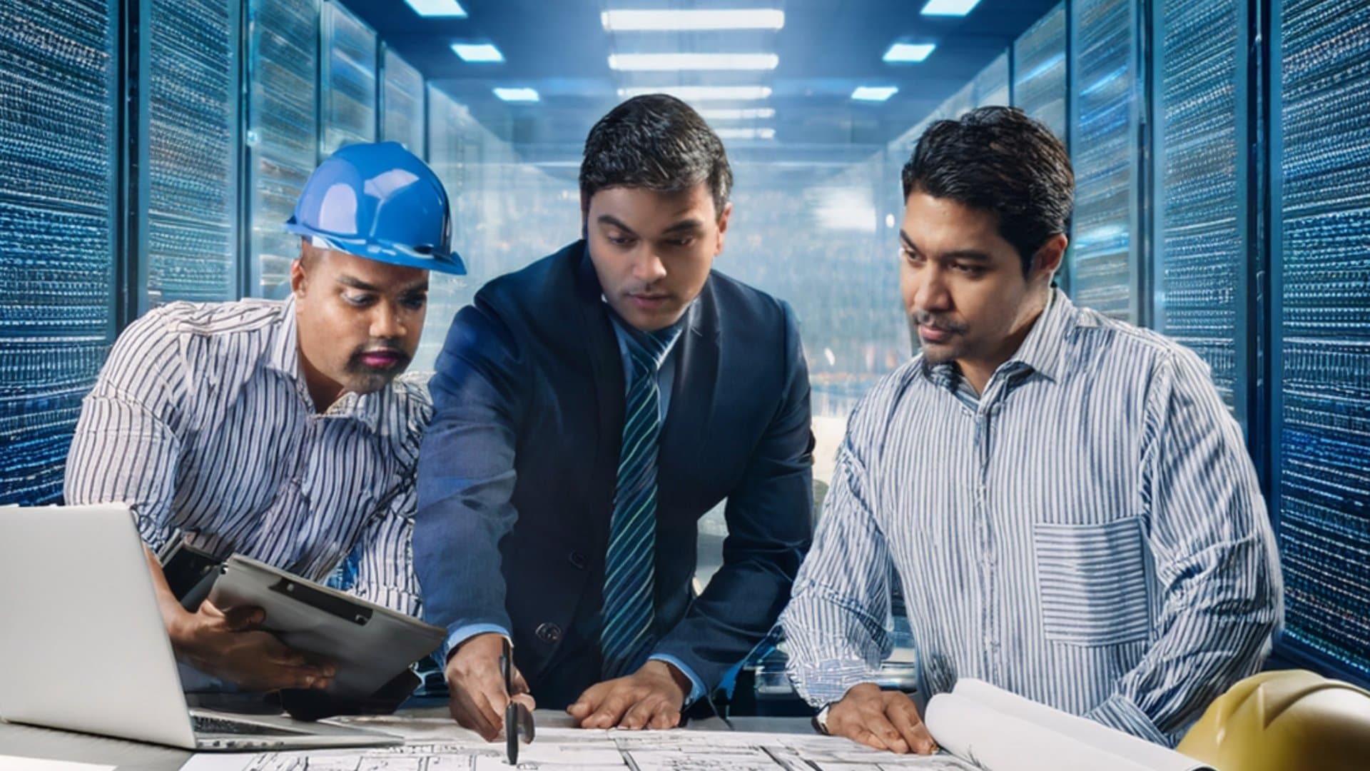 Technical management team reviewing ship operations