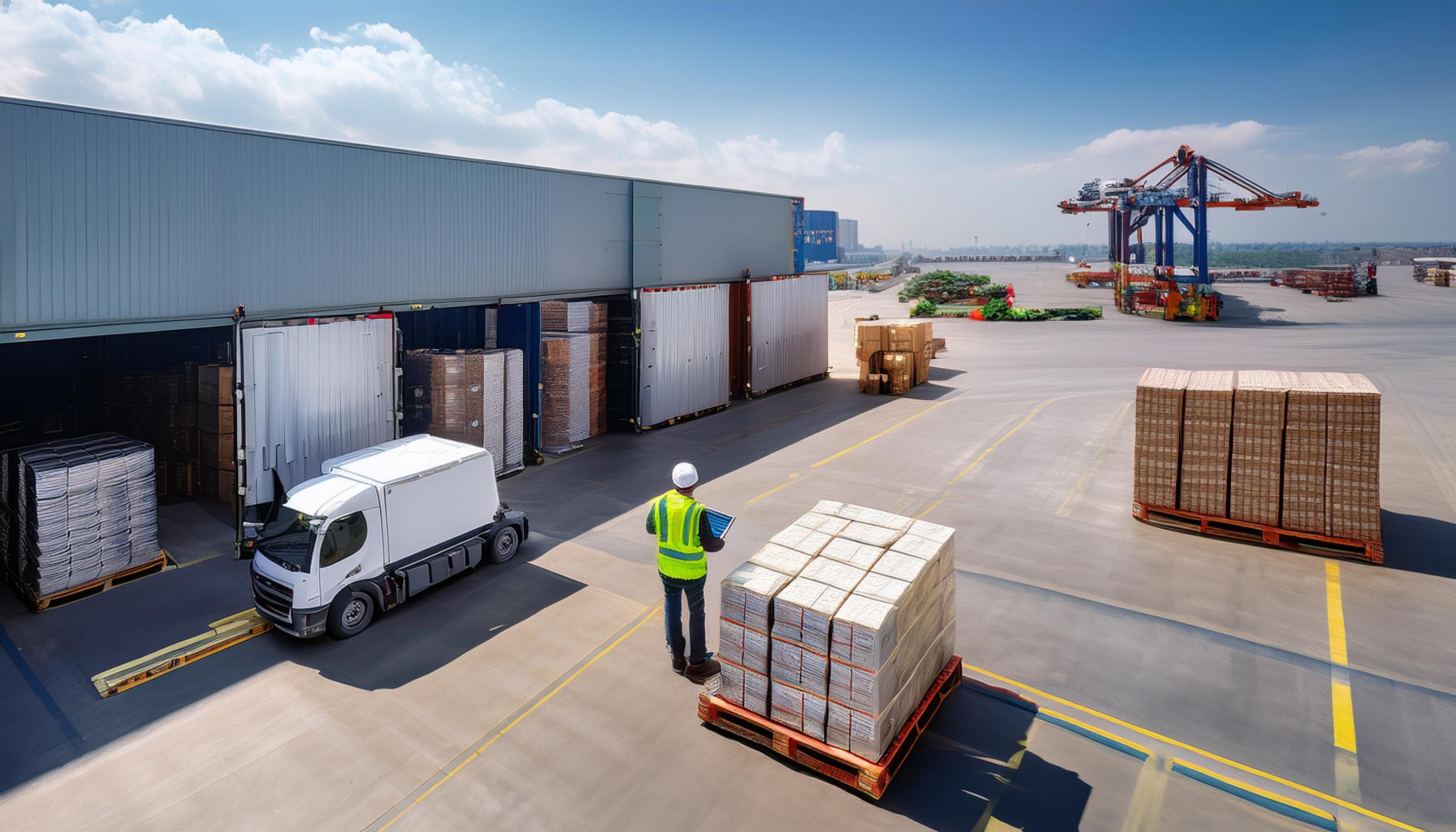 Spare parts reception at port with agent and delivery vehicle